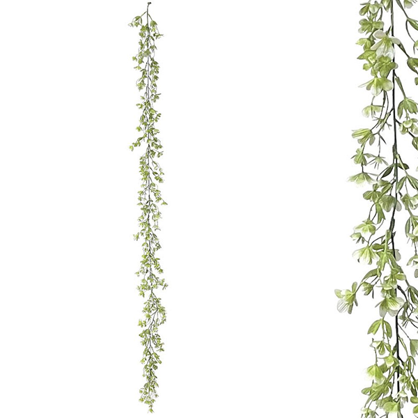 ΓΙΡΛΑΝΤΑ ΠΡΑΣΙΝΑΔΑΣ ME ΛΕΥΚΑ ΑΝΘΑΚΙΑ - ΥΨΟΣ 150cm 00-40003-1