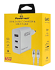 ΦΟΡΤΙΣΤΗΣ POWERTECH  PT-1378 με καλώδιο, USB/2x USB-C, 65W, GaN, λευκός