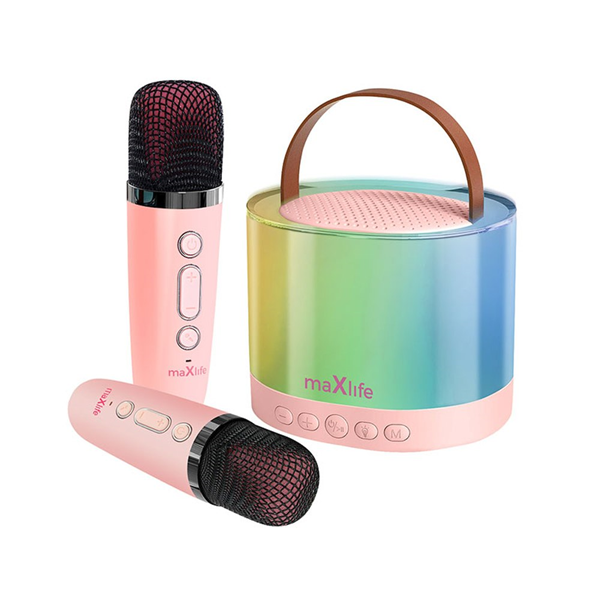 ΗΧΕΙΑ KARAOKE ΦΟΡΗΤΟ Maxlife MXKS-200 Μικρόφωνο Bluetooth Karaoke με Ηχείο Ροζ