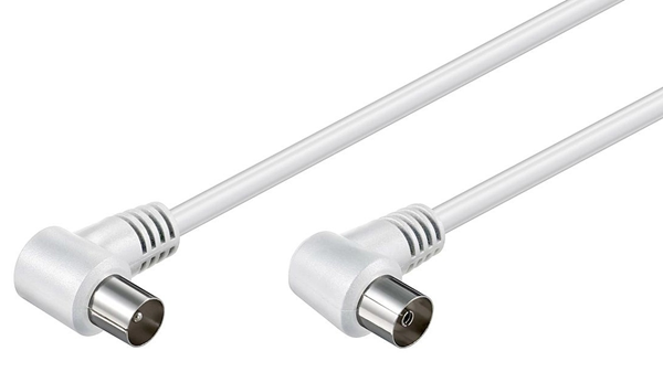 ΚΑΛΩΔΙΟ ΚΕΡΑΙΑΣ POWERTECH RF αρσενικό - RF θηλυκό CAB-V003 γωνιακό 90ο λευκό, 1.5m