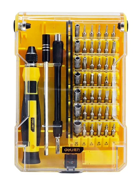 ΕΡΓΑΛΕΙΑ DELI σετ κατσαβίδι ακριβείας DL3545 με 42 μύτες, με θήκη, 45τμχ