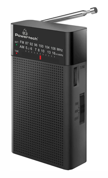 ΡΑΔΙΟΦΩΝΟ POWERTECH φορητό PT-1245 με πτυσσόμενη κεραία, μαύρο
