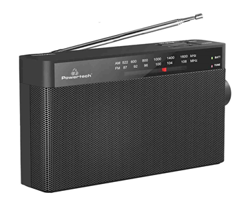 ΡΑΔΙΟΦΩΝΟ POWERTECH φορητό PT-1244 με πτυσσόμενη κεραία, μαύρο