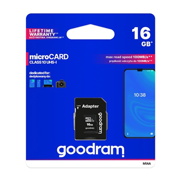 MNHMH MICRO SD GOODRAM microSDXC SECURE DIGITAL + ADAPTER SD 16GB class10 UI