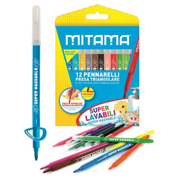 ΜΑΡΚΑΔΟΡΟΙ ΜΙΤΑΜΑ ΛΕΠΤΟΙ ΣΕΤ 12 ΤΕΜΑΧΙΑ 3mm ΠΛΕΝΟΜΕΝΟΙ FINE ΤΡΙΓΩΝΙΚΟ ΠΙΑΣΙΜΟ 61995