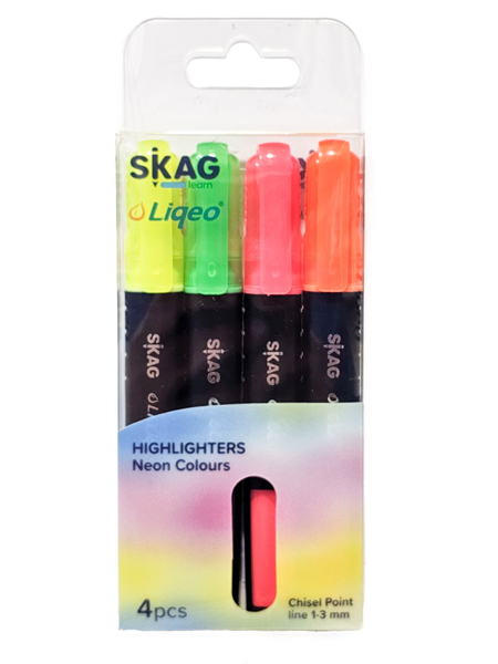 ΥΠΟΓΡΑΜΜΙΣΤΗΣ SKAG LIQEO ΝΕΟΝ 1-3mm line 4TEM BLISTER 303170