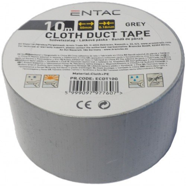 ΤΑΙΝΙΑ ΥΦΑΣΜΑΤΙΝΗ ENTAC CLOTH DUCT TAPE 50mmΧ10Μ 0.18mm ΑΣΗΜΙ