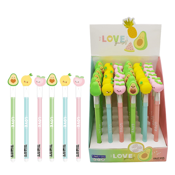 ΣΤΥΛΟ ΜΕ ΜΕΛΑΝΗ ΠΟΥ ΣΒΗΝΕΙ METRON LOVE FRUITS 0.7mm GEL ΜΠΛΕ ΜΕΛΑΝΗ